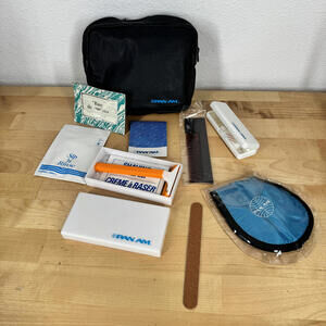 Pan Am Airlines First Class Toiletries Blue Travel Bag Kit Zip Pouch Vintage‎